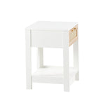 Modern White Rattan End Table