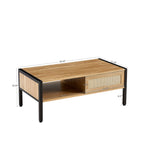 Rattan Coffee Table Black Legs