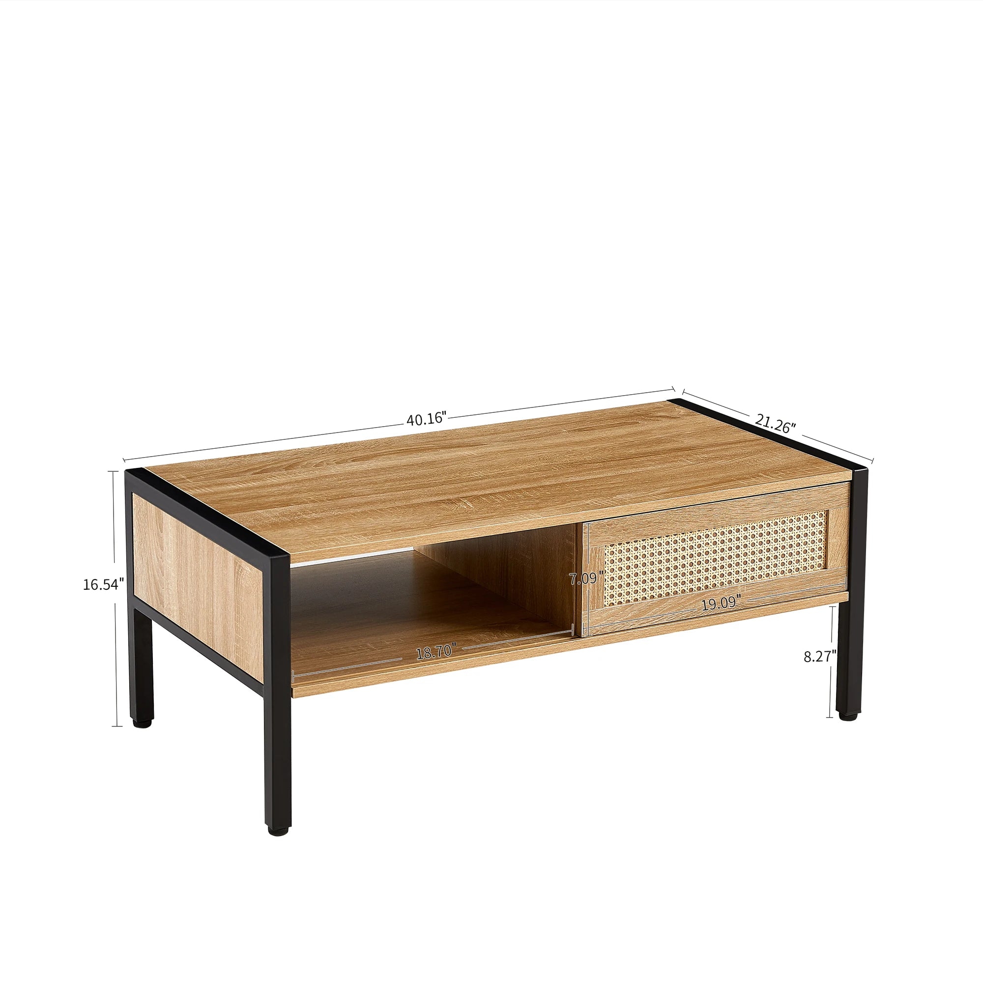Rattan Coffee Table Black Legs