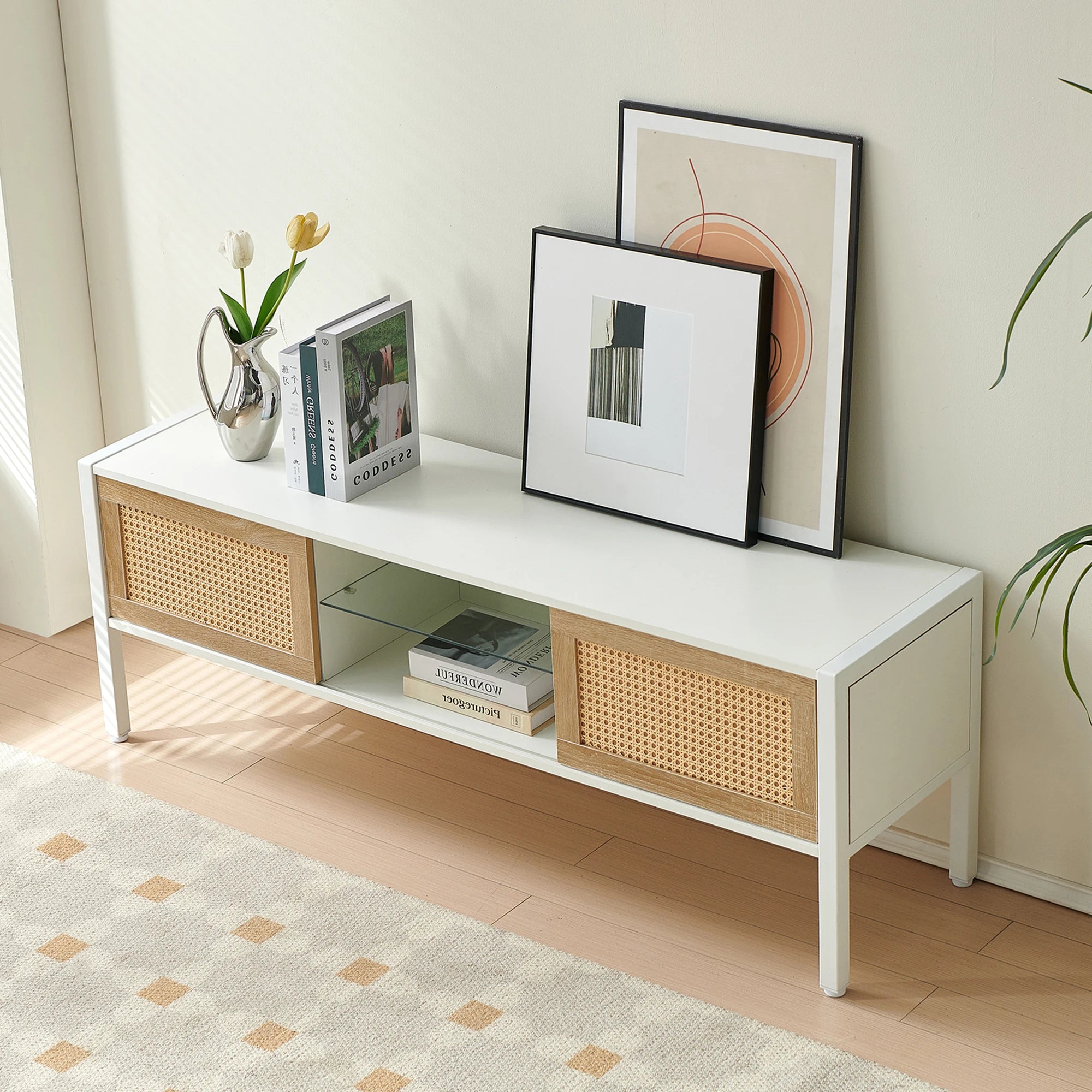 Rattan Coffee Table Black Legs