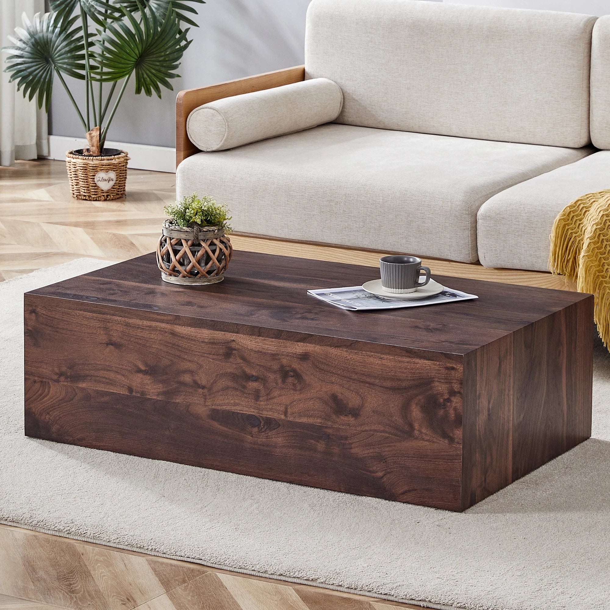 Modern Nordic Style Wooden Panel Coffee Table