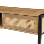 Rattan Coffee Table Black Legs