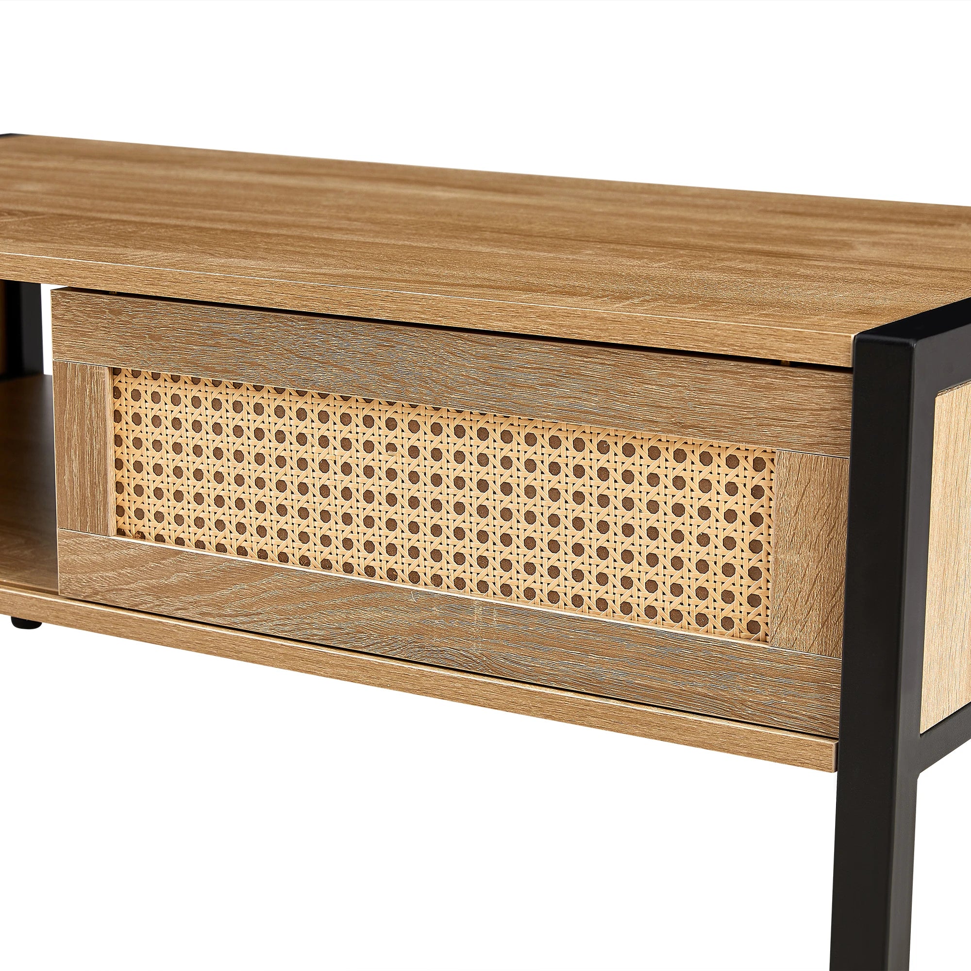 Rattan Coffee Table Black Legs