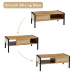 Rattan Coffee Table Black Legs