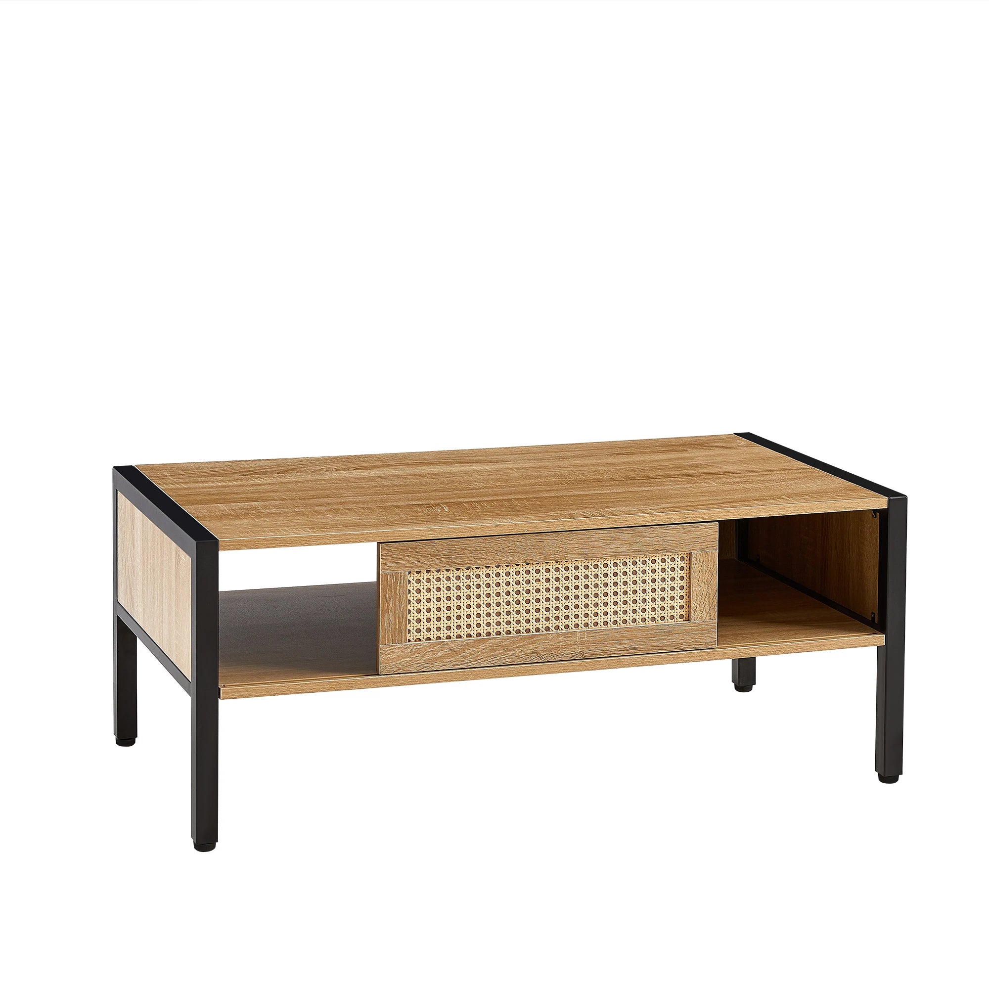 Rattan Coffee Table Black Legs