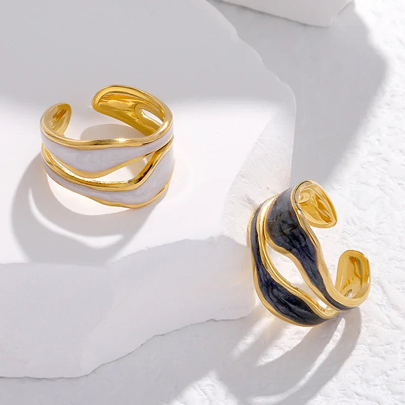 Stainless Steel White Oil Drip Open Rings