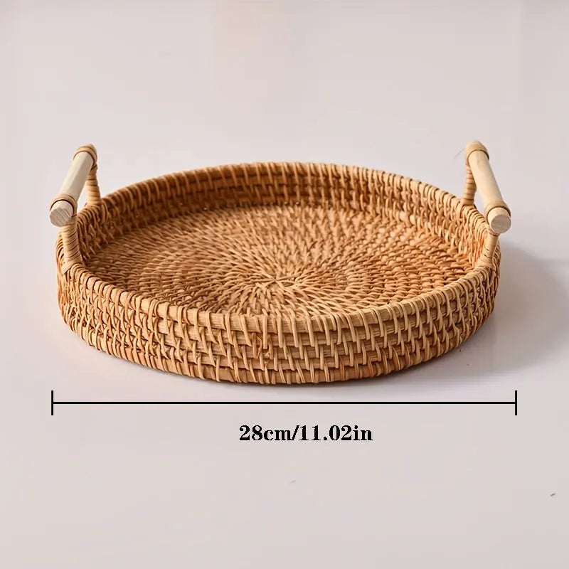 Handwoven Rattan Tray & Food Storage Basket