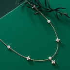 Four-leaf Flower Choker Necklace  925 Sterling Silver