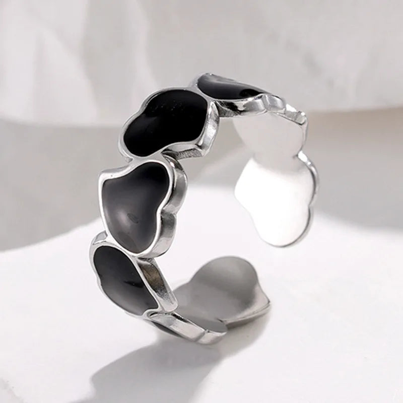 Stainless Steel White Oil Drip Open Rings