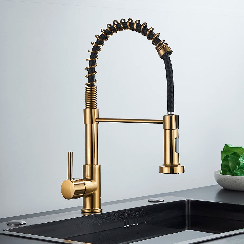 Brushed Gold Kitchen Sink Faucet