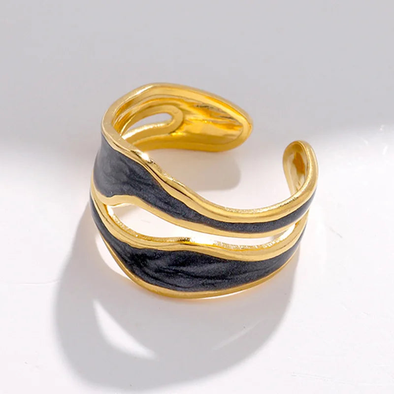 Stainless Steel White Oil Drip Open Rings