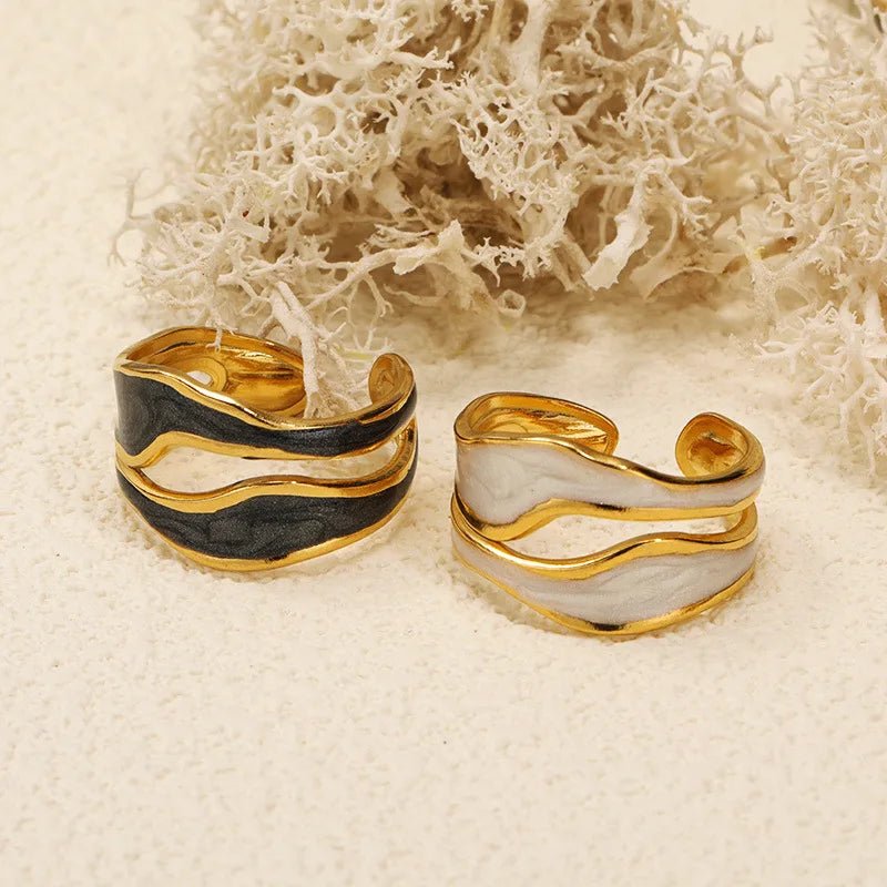 Stainless Steel White Oil Drip Open Rings