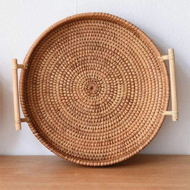 Handwoven Rattan Tray & Food Storage Basket