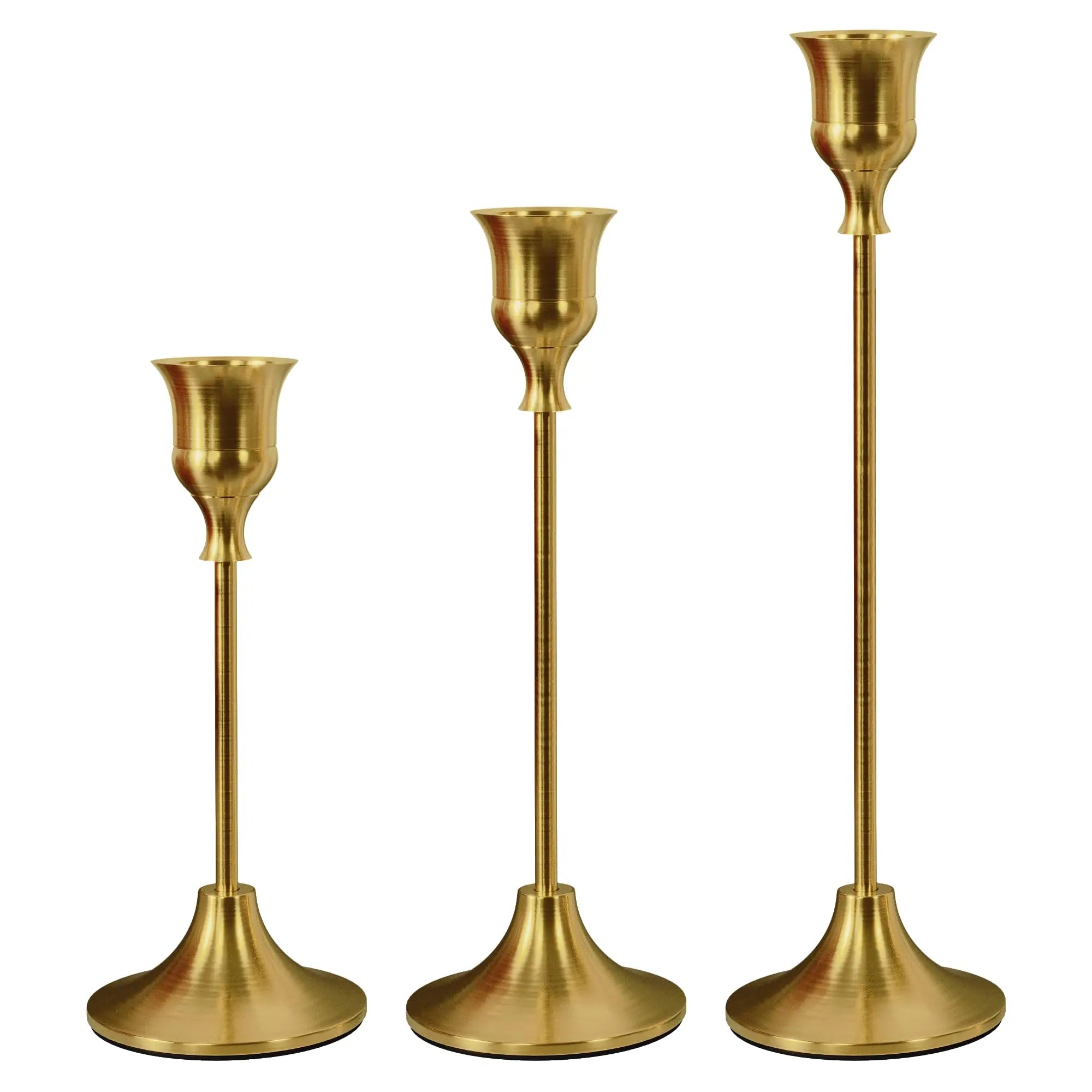 Vintage Brass Gold Candlestick Holders Set of 3
