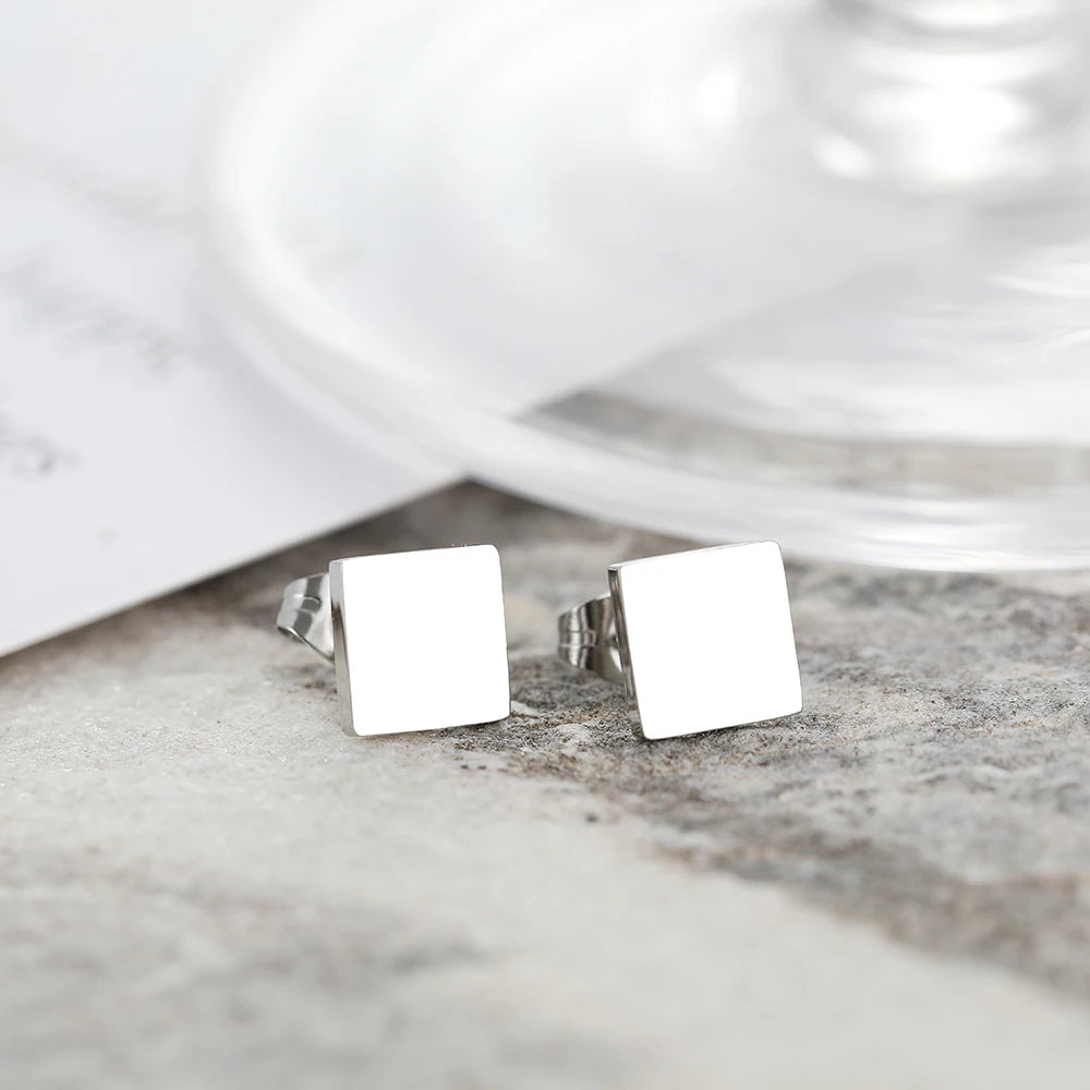 Stainless Steel Geometric Square Earrings