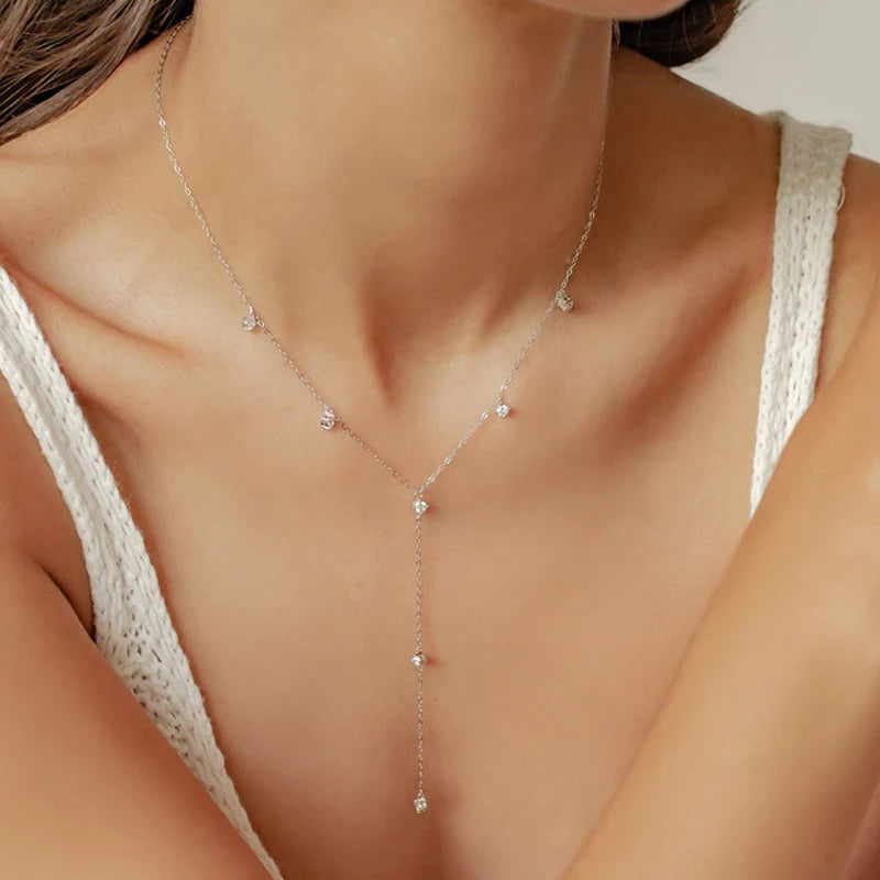 Y Chain Necklace 925 Sterling Silver Gold Plated