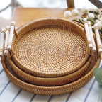 Handwoven Rattan Tray & Food Storage Basket