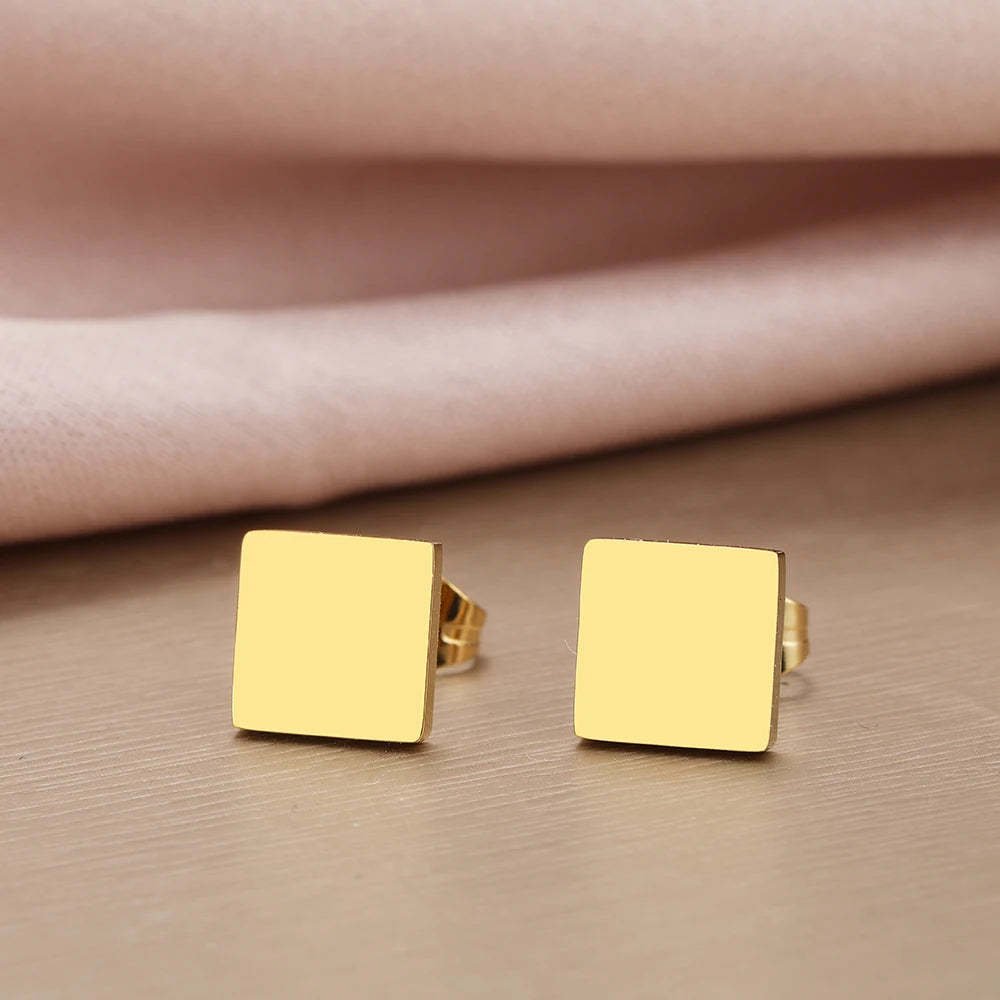 Stainless Steel Geometric Square Earrings