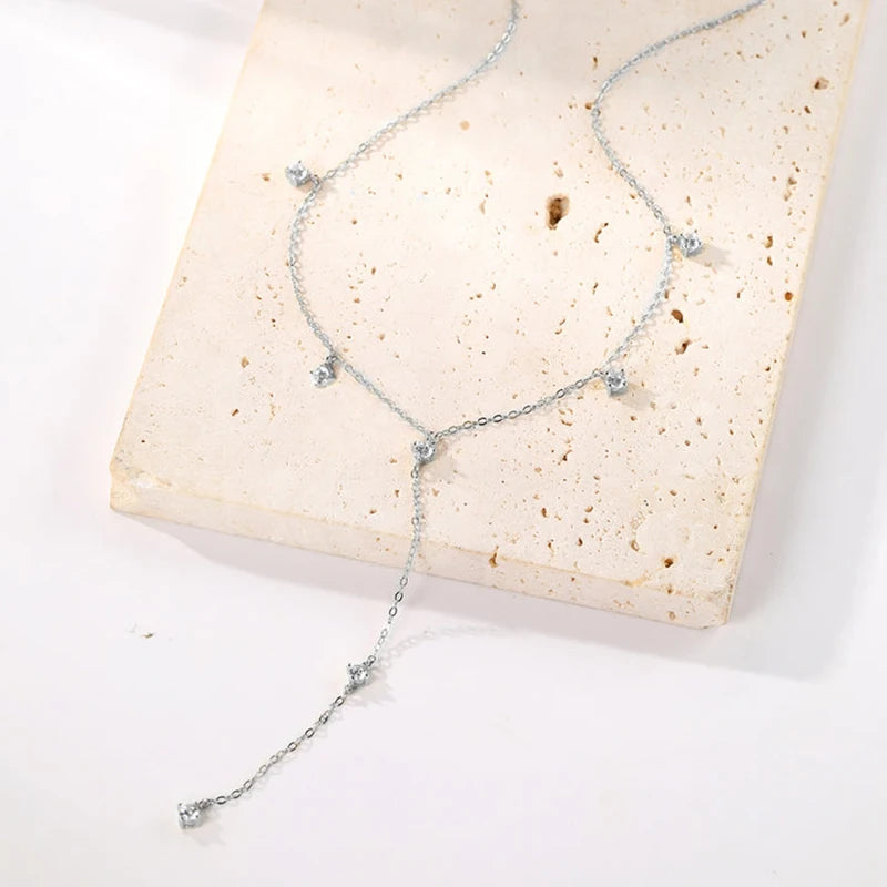 Y Chain Necklace 925 Sterling Silver Gold Plated