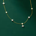 Four-leaf Flower Choker Necklace  925 Sterling Silver