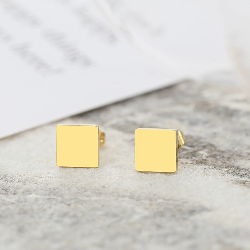 Stainless Steel Geometric Square Earrings