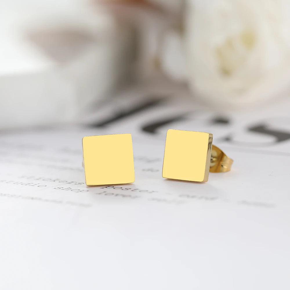 Stainless Steel Geometric Square Earrings